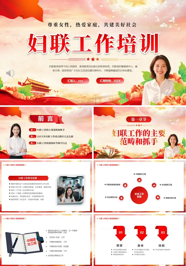 2026年妇联工作培训PPT模板含讲稿