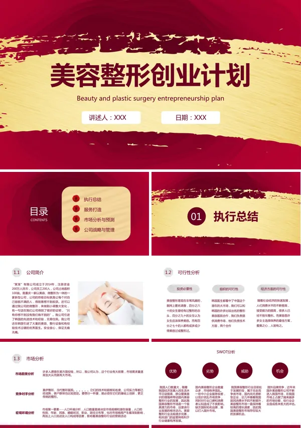 整形医院创业计划书PPT