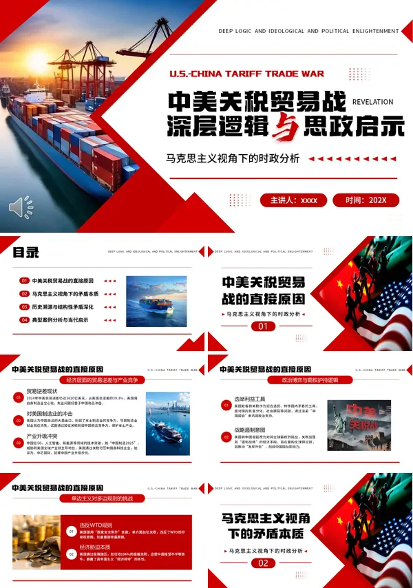 中美关税贸易战分析PPT课件模板含讲稿