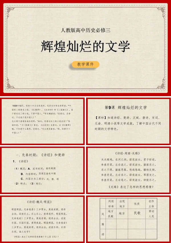 历史必修三辉煌灿烂的文学PPT课件