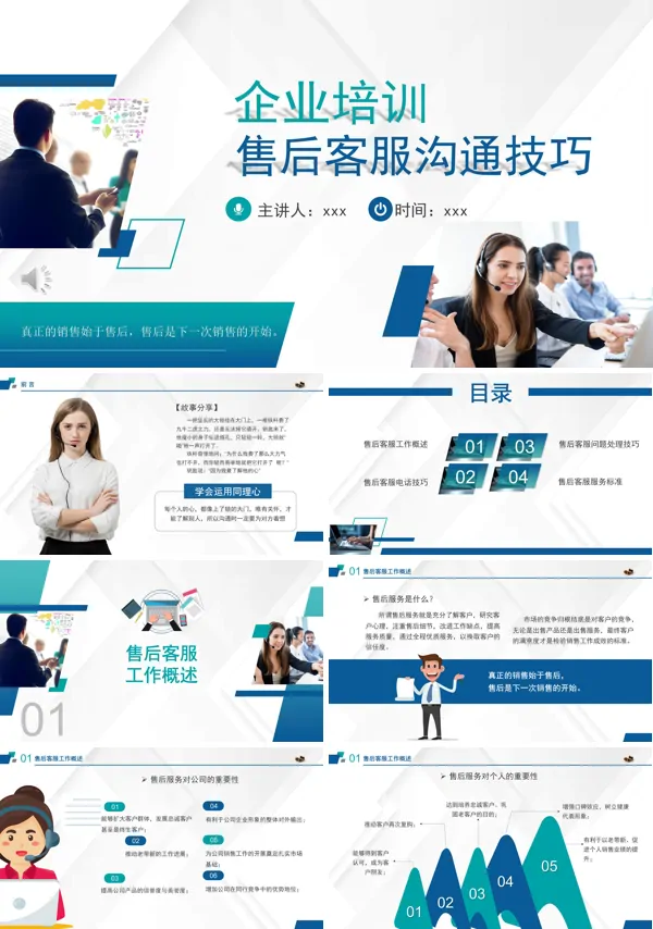 企业团队管理之客服售后电销咨询沟通技巧培训PPT模板含讲稿