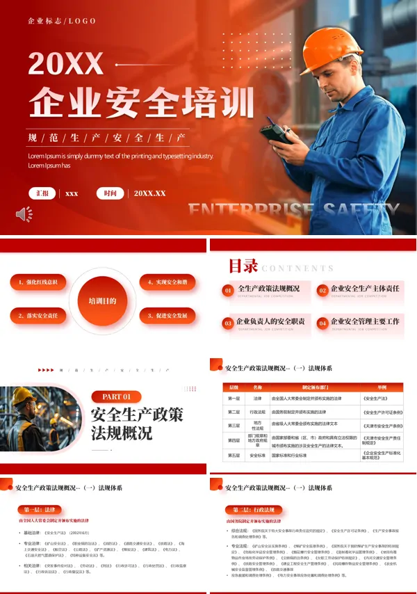 企业安全生产培训PPT模板含讲稿