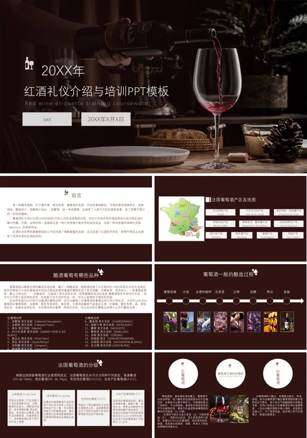 红酒礼仪介绍与培训课件PPT下载模板