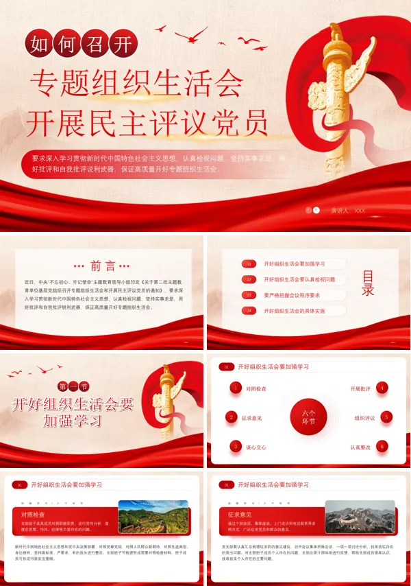 组织生活会开展民主评议党员PPT专题党课