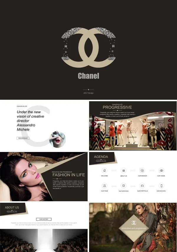 chanel香奈儿时尚服装化妆品PPT总结汇报市场分析PPT模板