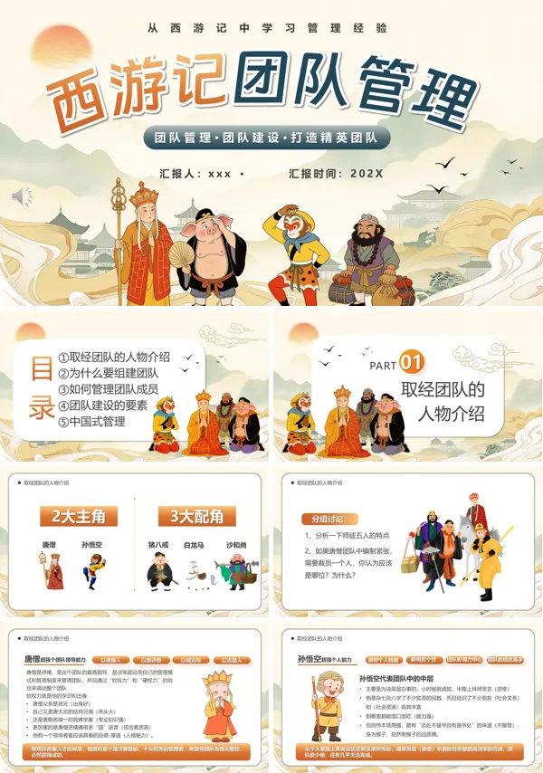 西游记团队管理培训课件PPT模板含讲稿