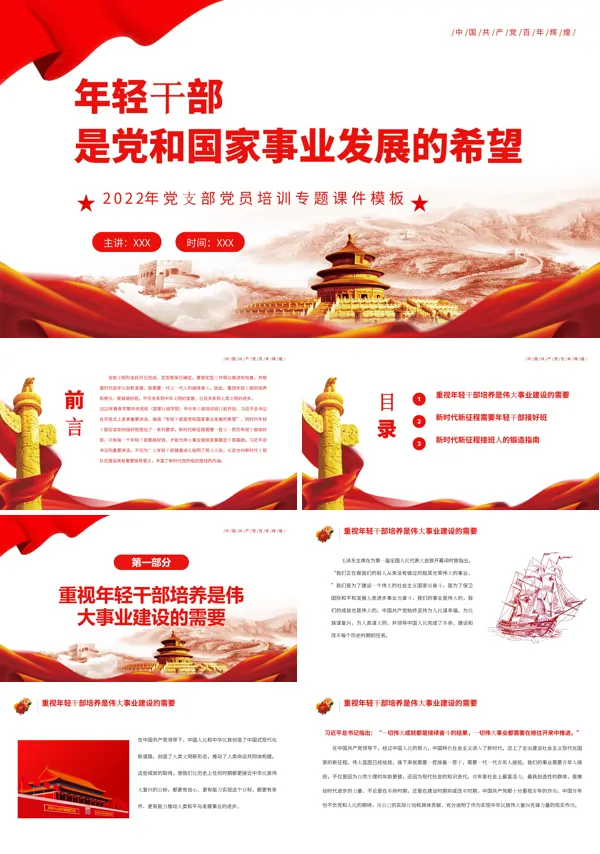 年轻干部是党和国家事业发展的希望PPT党课课件