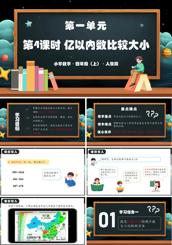 人教版四年级数学上册第一单元第04课时亿以内数的大小比较PPT课件含教案