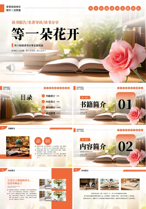 《等一朵花开》整本书阅读导读课件PPT模板