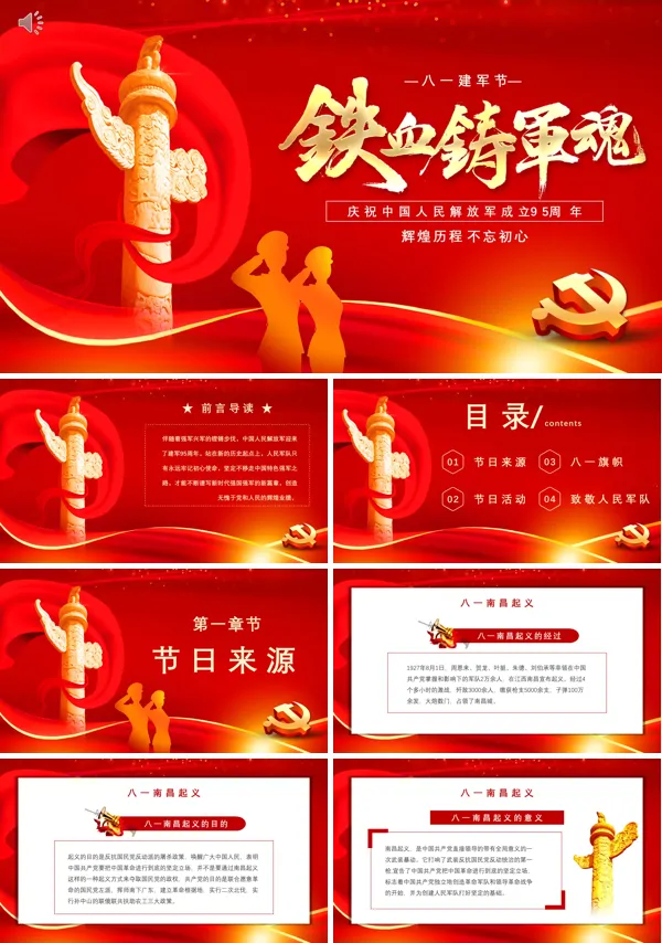 庆祝八一建军节95周年PPT