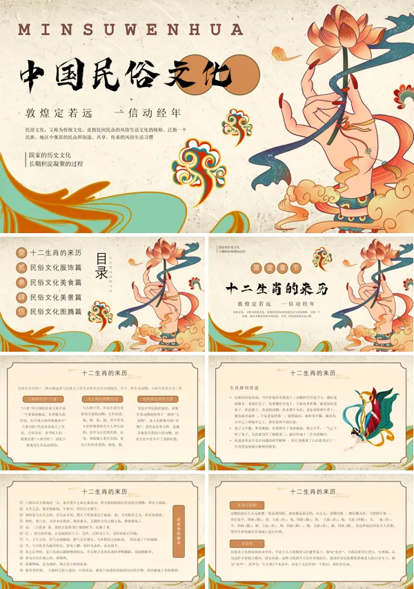 中国民俗文化介绍PPT课件模板