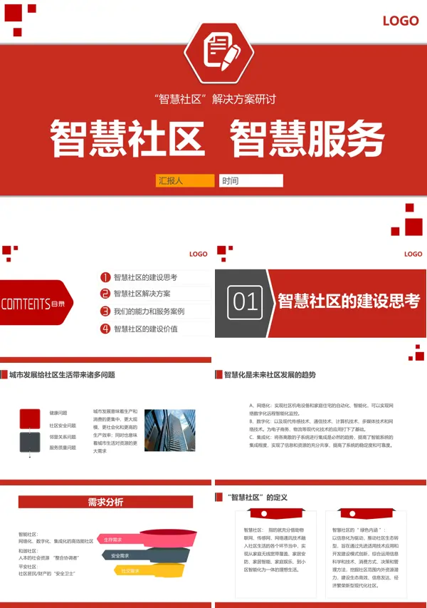 社区智慧服务PPT动态模板