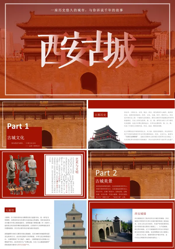 西安旅游推介PPT模板