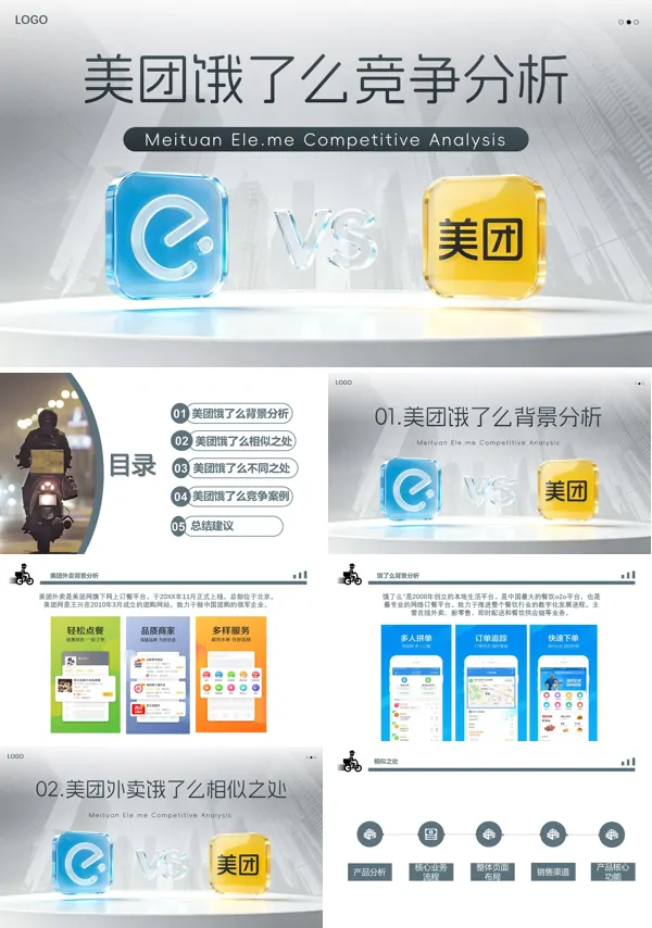 饿了么VS美团外卖竞争分析课件ppt模板含讲稿