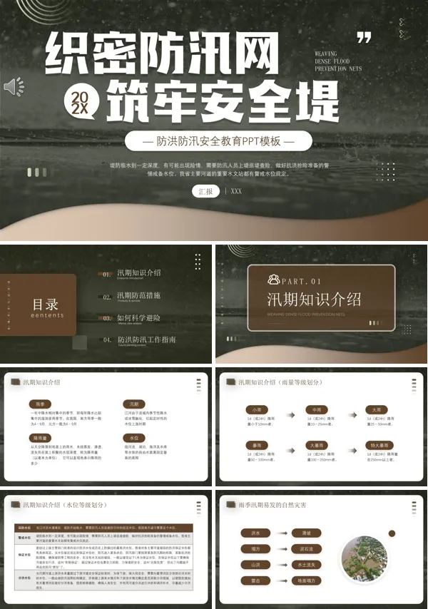防洪防汛安全教育培训讲座PPT模板