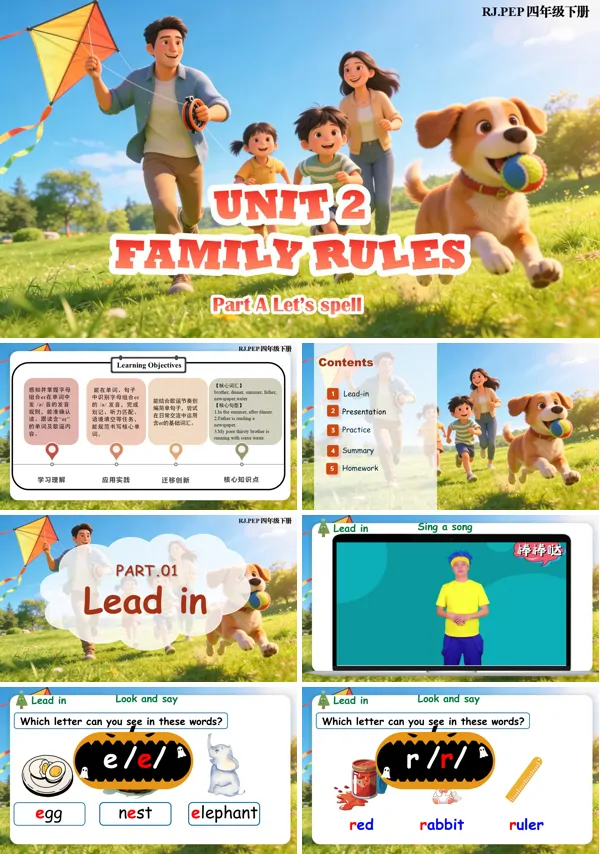 第3课时《Unit 2 Part A Let’s spell》英语人教PEP四年级下册ppt课件（教案）