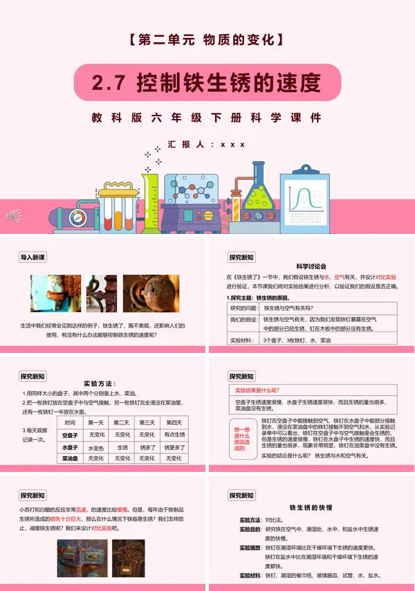 教科版六年级科学下册控制铁生锈的速度课件PPT