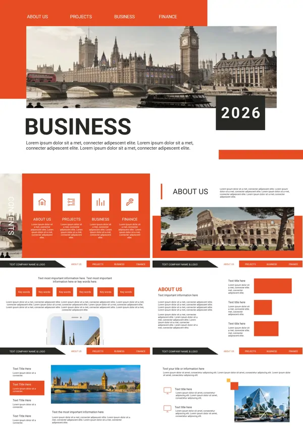 欧美风英文商业计划书PPT（无内容）模板