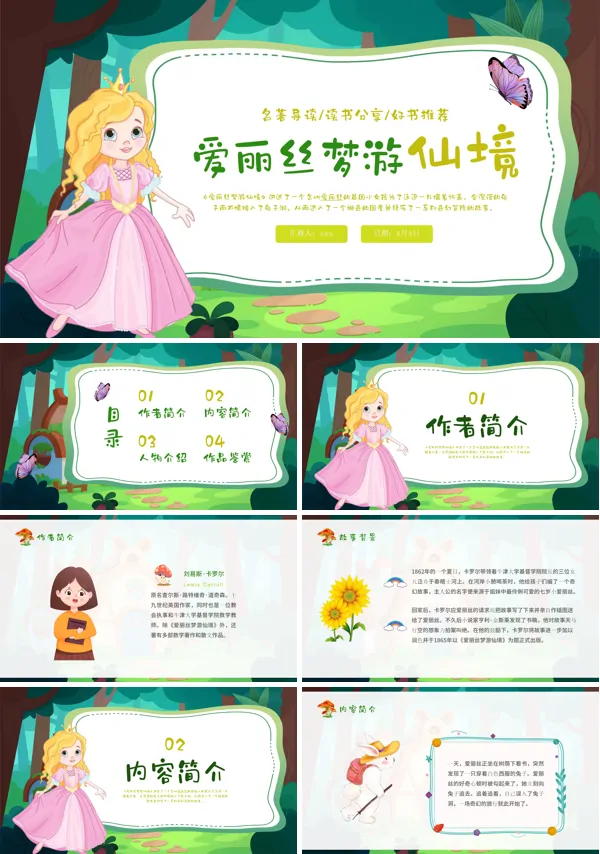 爱丽丝梦游仙境读书分享会读后感PPT课件