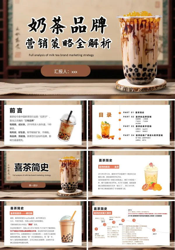 喜茶营销策略分析动态PPT模板含讲稿