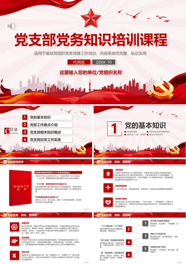 党支部党务工作党建知识培训PPT专题党课