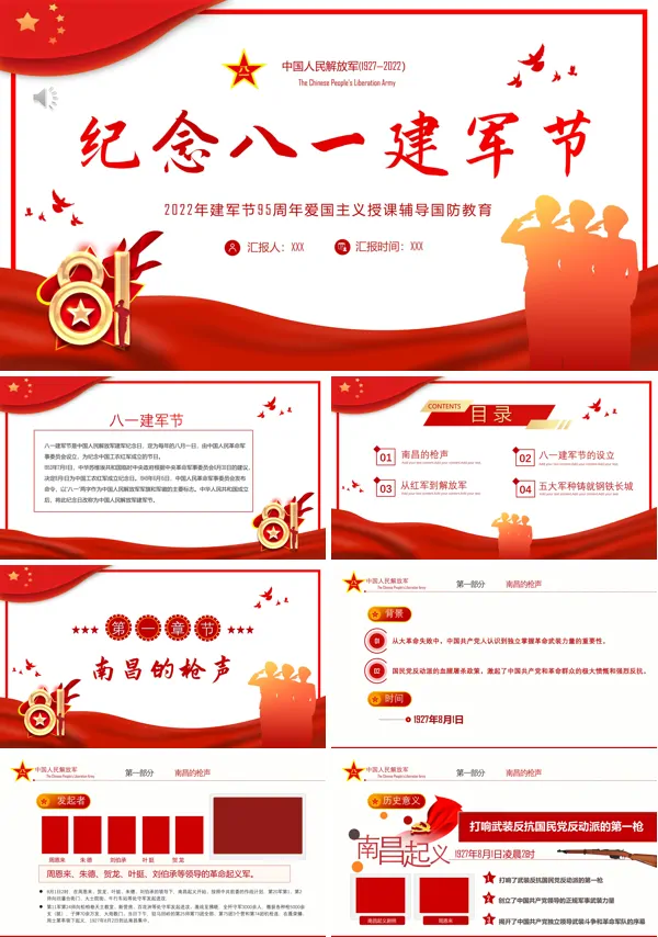 纪念八一建军节95周年PPT