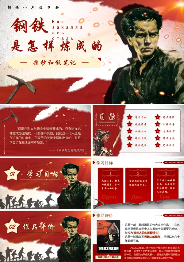 部编八年级语文下册名著导读《钢铁是怎样炼成的》PPT课件含教案