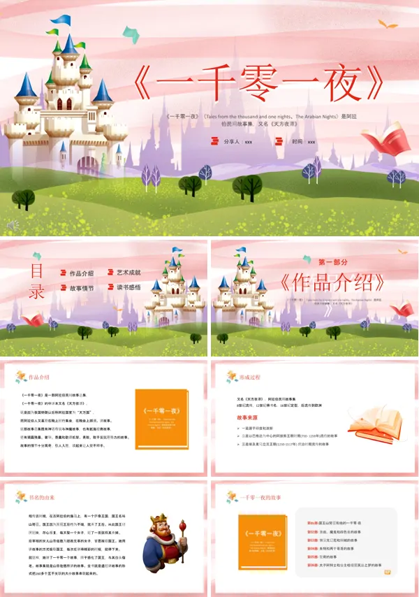 《一千零一夜》读书分享会课件PPT模板