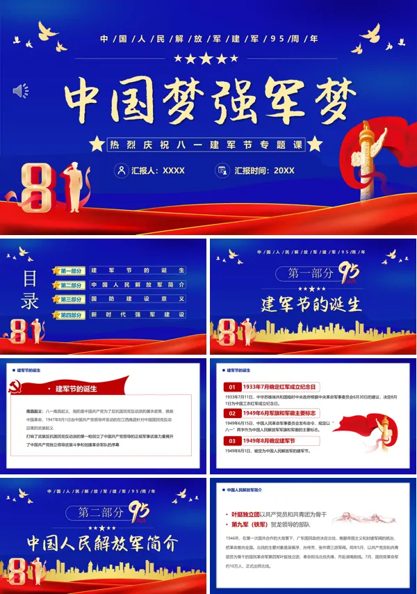 中国梦强军梦中国人民解放军建军95周年PPT专题课