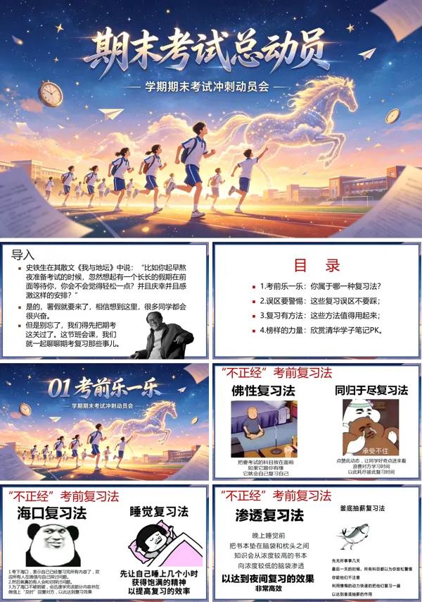 期末总动员冲刺期末考试主题班会课件PPT含讲稿