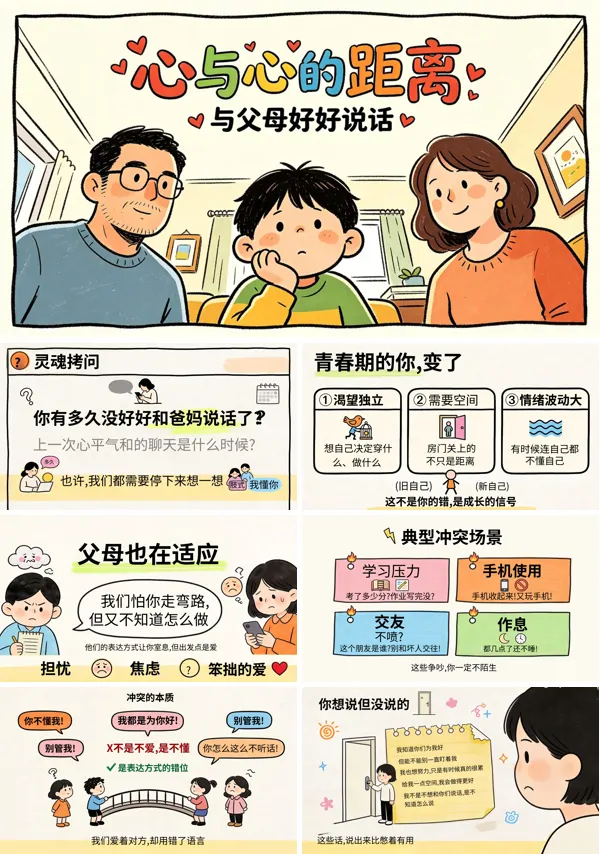 心与心的距离与父母好好说话家庭教育主题班会PPT含讲稿