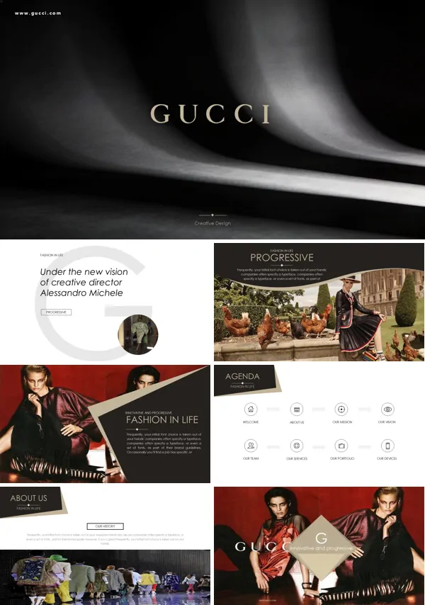 古驰设计风格产品策划规划PPT(无内容)