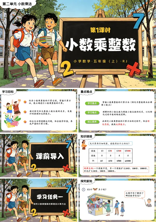 第二单元 第01课时《小数乘整数》五年级上册数学人教 ppt课件（教案+分层作业+学习任务单）