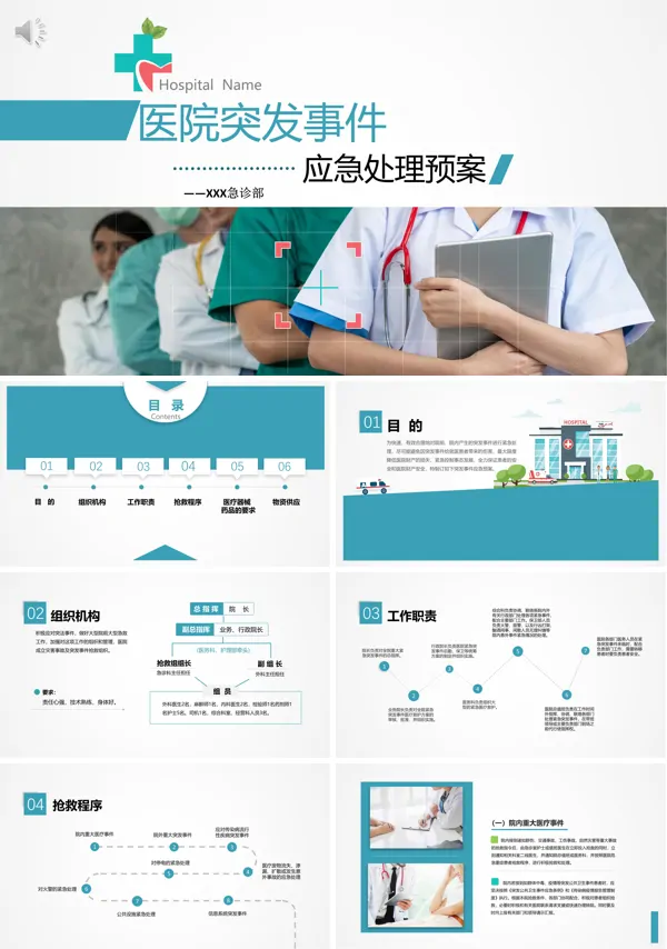 医院应急预案及处理流程的PPt模板