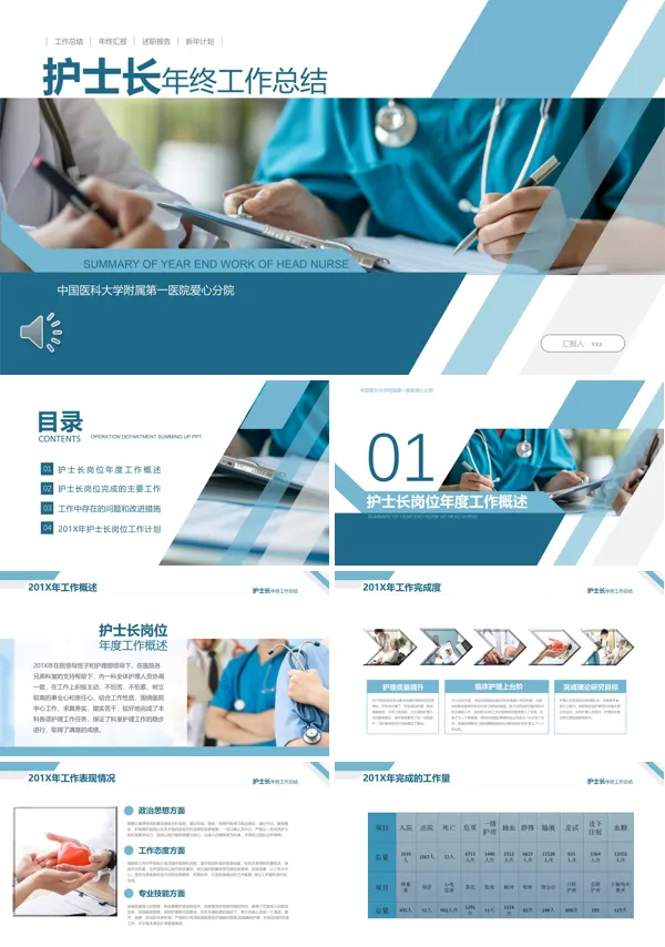 护士长岗位年终总结PPT