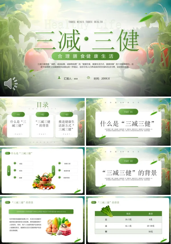 三减三健合理膳食健康生活PPT