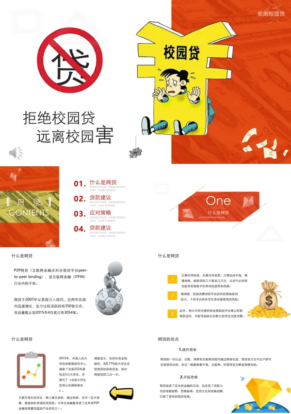 拒绝校园贷PPT模板