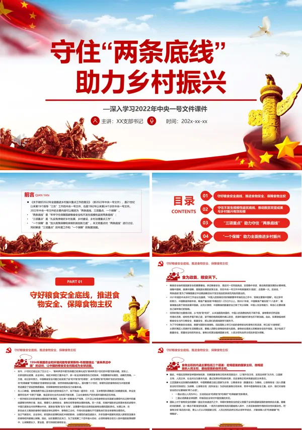 守住“两条底线”助力乡村振兴PPT党课课件