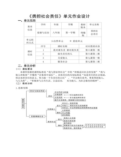 道德与法治八年级上册勇担社会责任10作业设计（内容丰富）