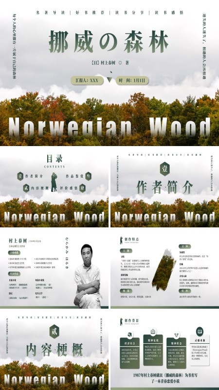 《挪威的森林》名著导读读后感PPT课件模板