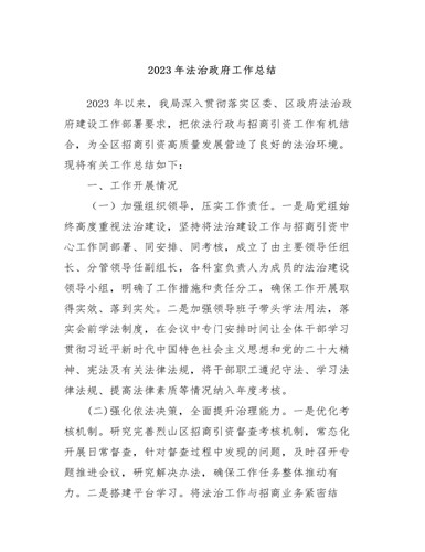 2023年法治政府工作总结（精修版）