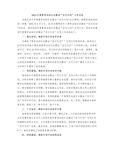2024开展夏季治安打击整治“百日行动”工作总结（内容型）