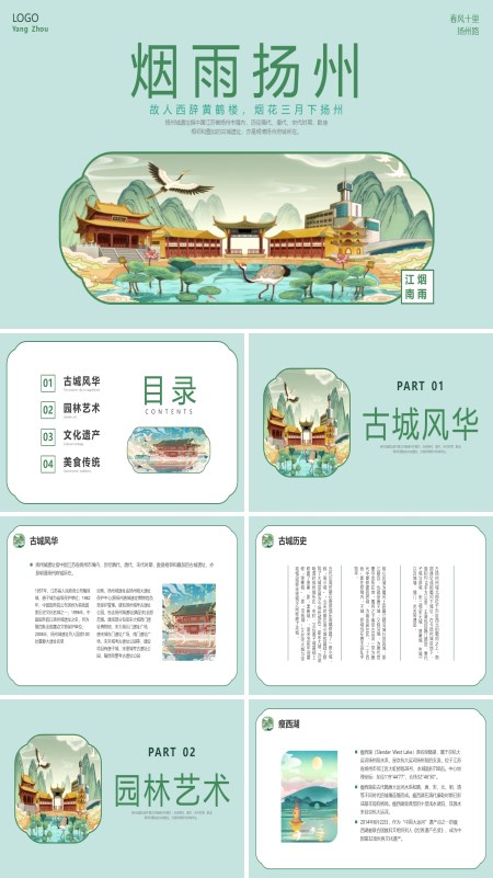扬州印象城市介绍旅游宣传PPT模板