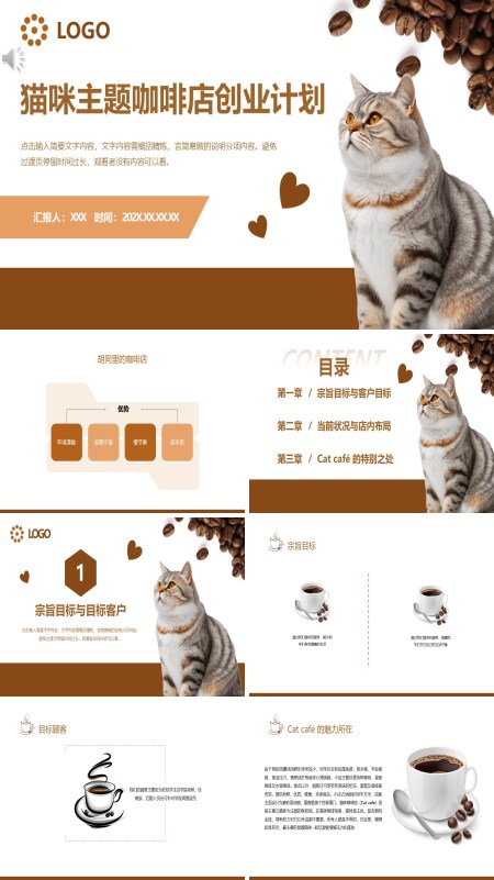 猫咪主题咖啡店创业计划ppt课件