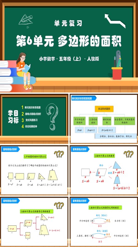 第六单元《多边形的面积》单元复习课件人教版五年级数学上册PPT课件含教案含讲稿