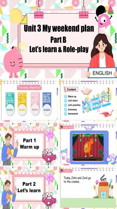 人教六年级英语上册Unit3第3课时Part B Let's learn&Role-playPPT课件含教案