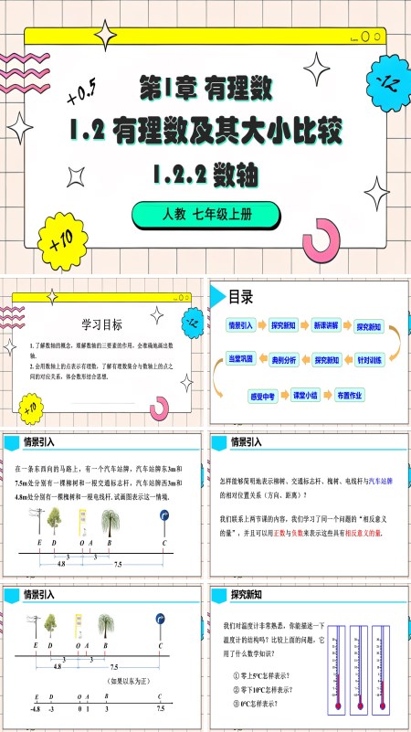 人教七年级数学上册1.2.2 数轴PPT课件含教案