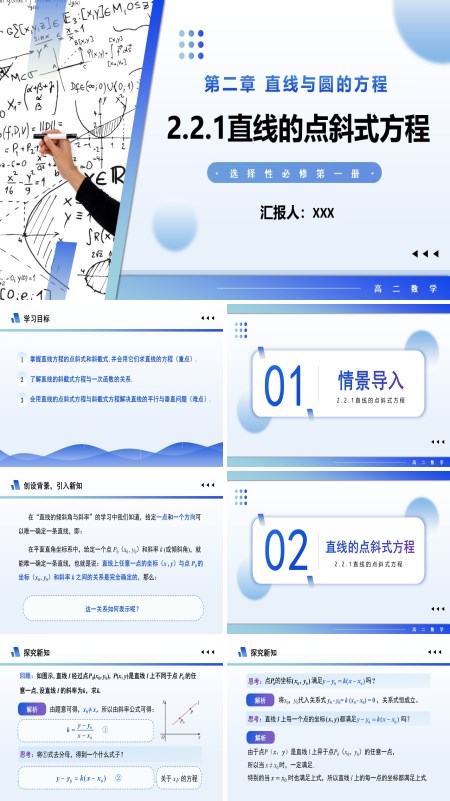 高二数学选择性必修第一册2.2.1 直线的点斜式方程PPT课件含教案