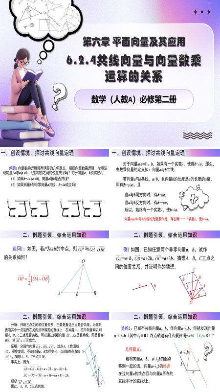 人教数学必修二6.2.4共线向量与向量数乘运算的关系PPT课件含教案