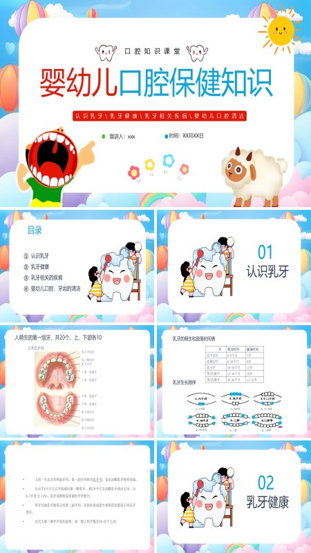 婴幼儿口腔保健知识PPT课件模板含讲稿